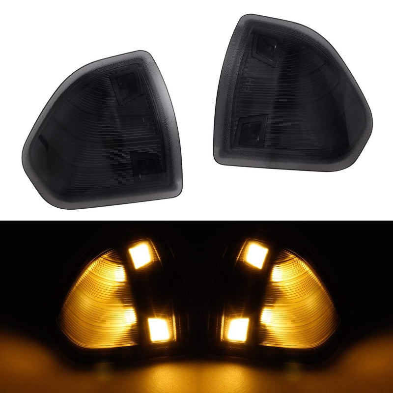 HERCOO LED Side Mirror Turn Signal Light Left and Right Lamps Smoked Cover Lens for 68302828AA 68302829AA Compatible with 2010-2018 Dodge Ram 1500 2500 3500 4500 5500, Pack of 2 - Image 1